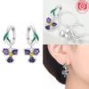 925 Silver Purple Butterfly Earrings Blue Zircon Bowknot Pendants Earrings Women Accessory Gift Valentines Jewelry