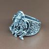 Adjustable Open Ring Men Women Sterling Elephant God Design Retro Geometric Jewelry Vintage Style