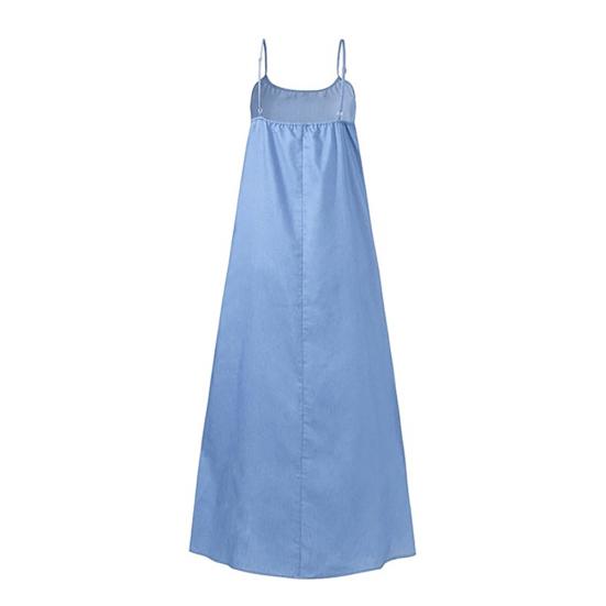 Kobiety Codzienna Bez Rękawów Jednolity Kolor Regulowane Ramiączka Rozcięcie Dół Długa Sukienka