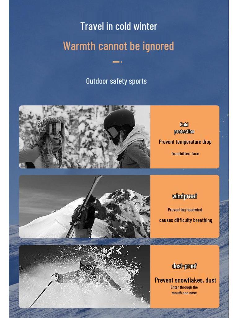 Winter Parent-Child Ski Mask with Windproof Neck Protection, Lined Hood, and Integrated Cycling Headwear
