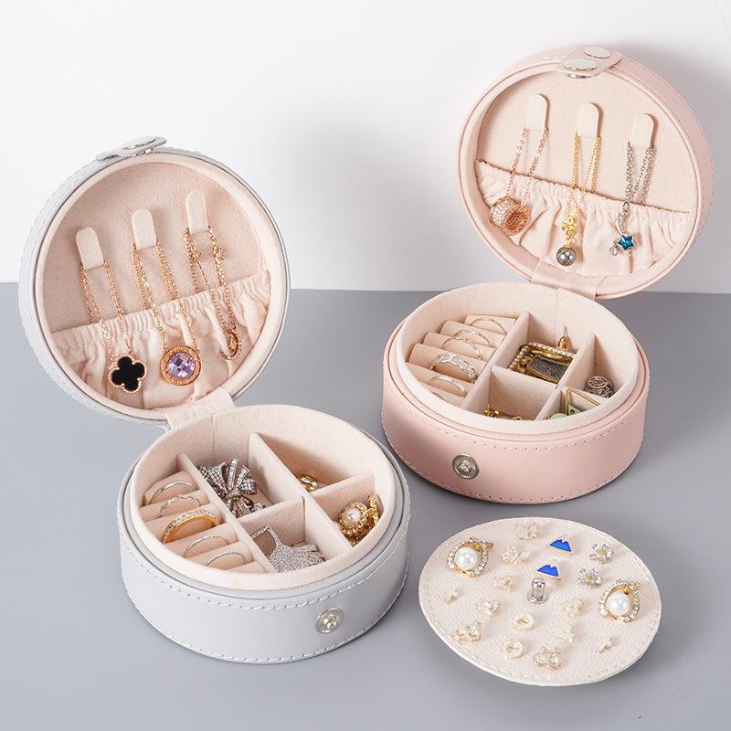 Small Travel Jewelry Organizer Box for Girls Women Earring Rings Storage Case Necklace Pendant Box