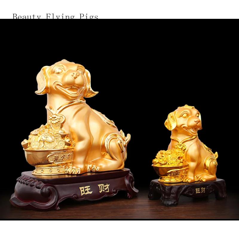 1PCS Simple Chinese Zodiac Golden Dog Ornament Modern Living Room Office Home Decoration Crafts Housewarming Gift
