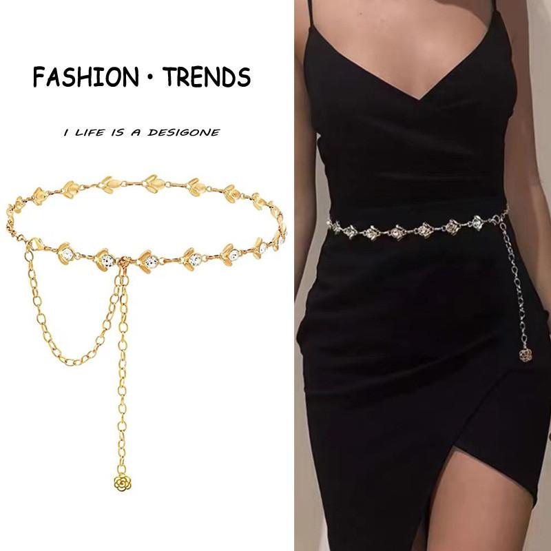 Metal Crystal Waist Chain For Women With Water Diamond Embellishments For Summer Fashion Accessory