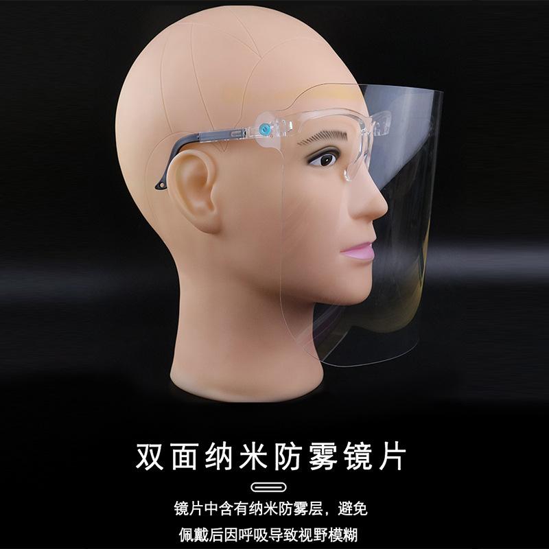 Transparent adjustable rotating anti-fog isolation mask, impact-resistant, splash-proof, windproof, protective, best-selling head-mounted type Transparent white mirror