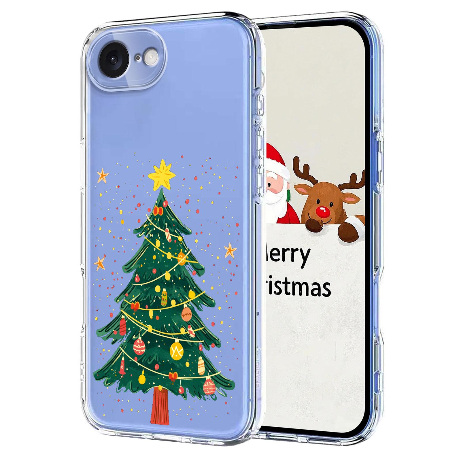 

For iPhone 16e Case Christmas Themed Pattern Printing TPU Phone Back Cover Christmas Tree