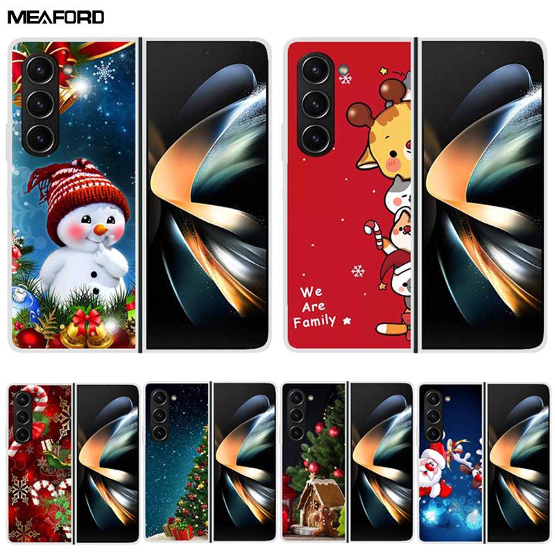 Christmas Cover For Samsung Galaxy Z Fold 5 5G Cases ZFold3 4 2 Clear Plastic Hard Back Cases For Samsung Z Fold 3 Phone Covers