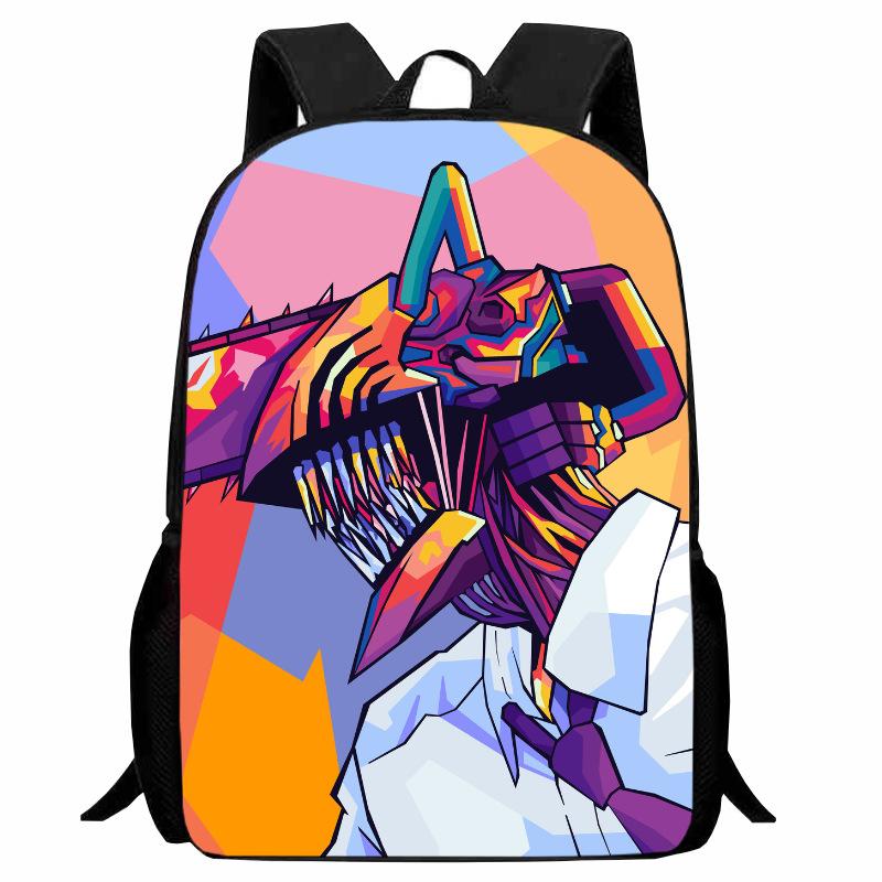 Printed Two-Dimensional Chainsaw Man Schoolbag, Primary School Student Cartoon Chaaw Man Backpack