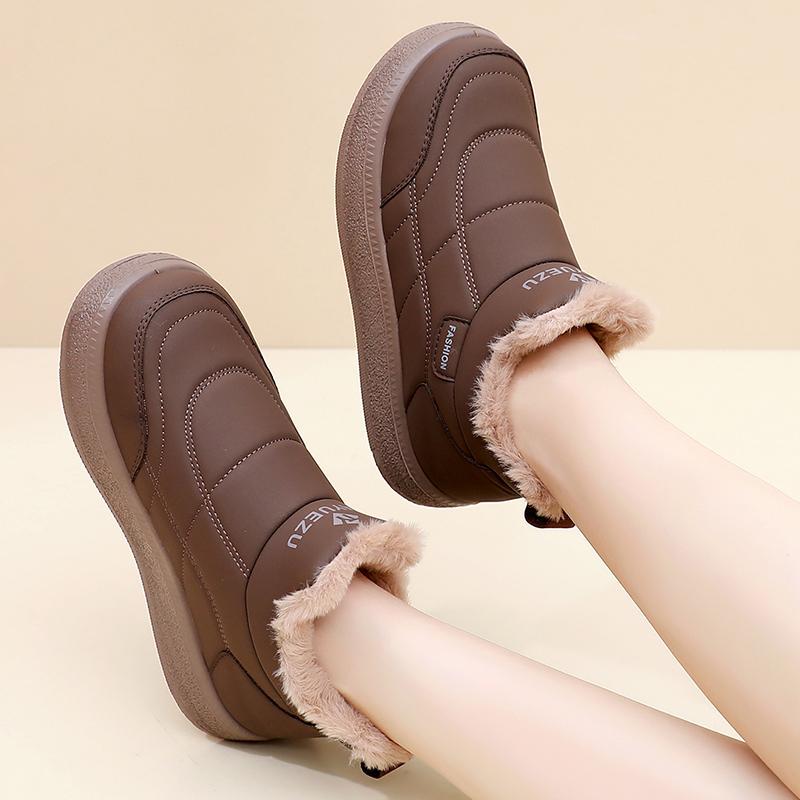 TUINANLE Chunky Platform Sneakers for Women Warm Fur Thick Sole Lace Up Casual Shoes