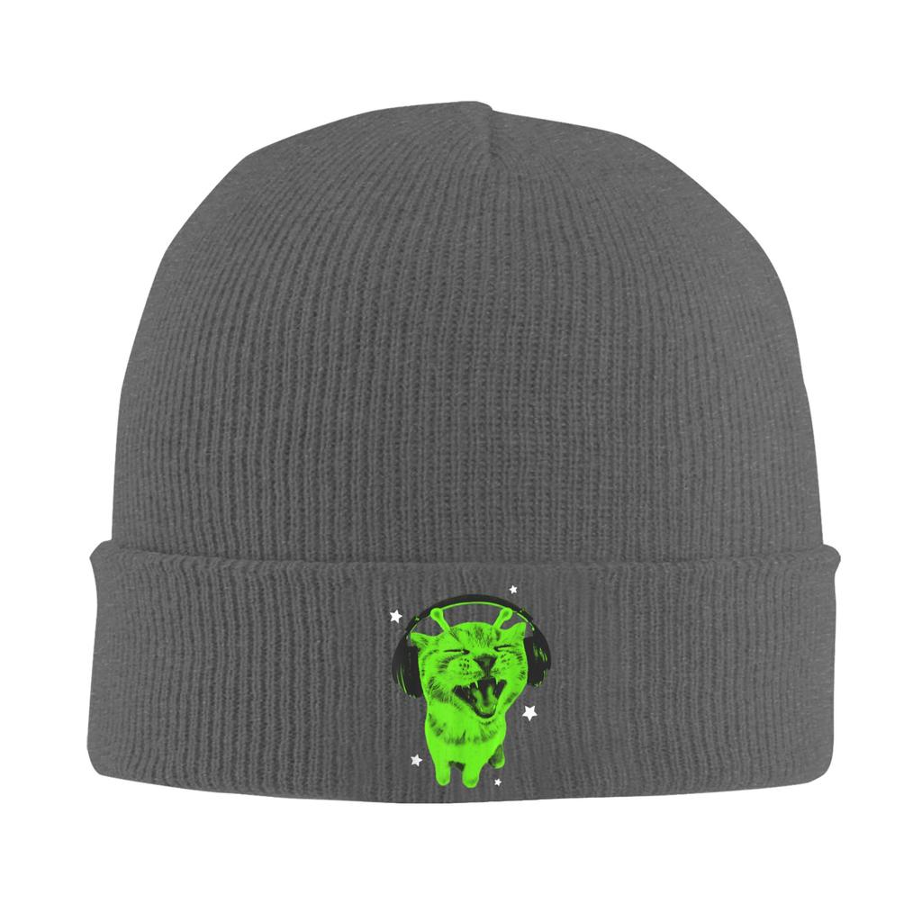 Alien Cat Meme Silly Cat Knitted Hat Womens Unisexs Skullies Beanies Winter Hat Hip Hop Caps