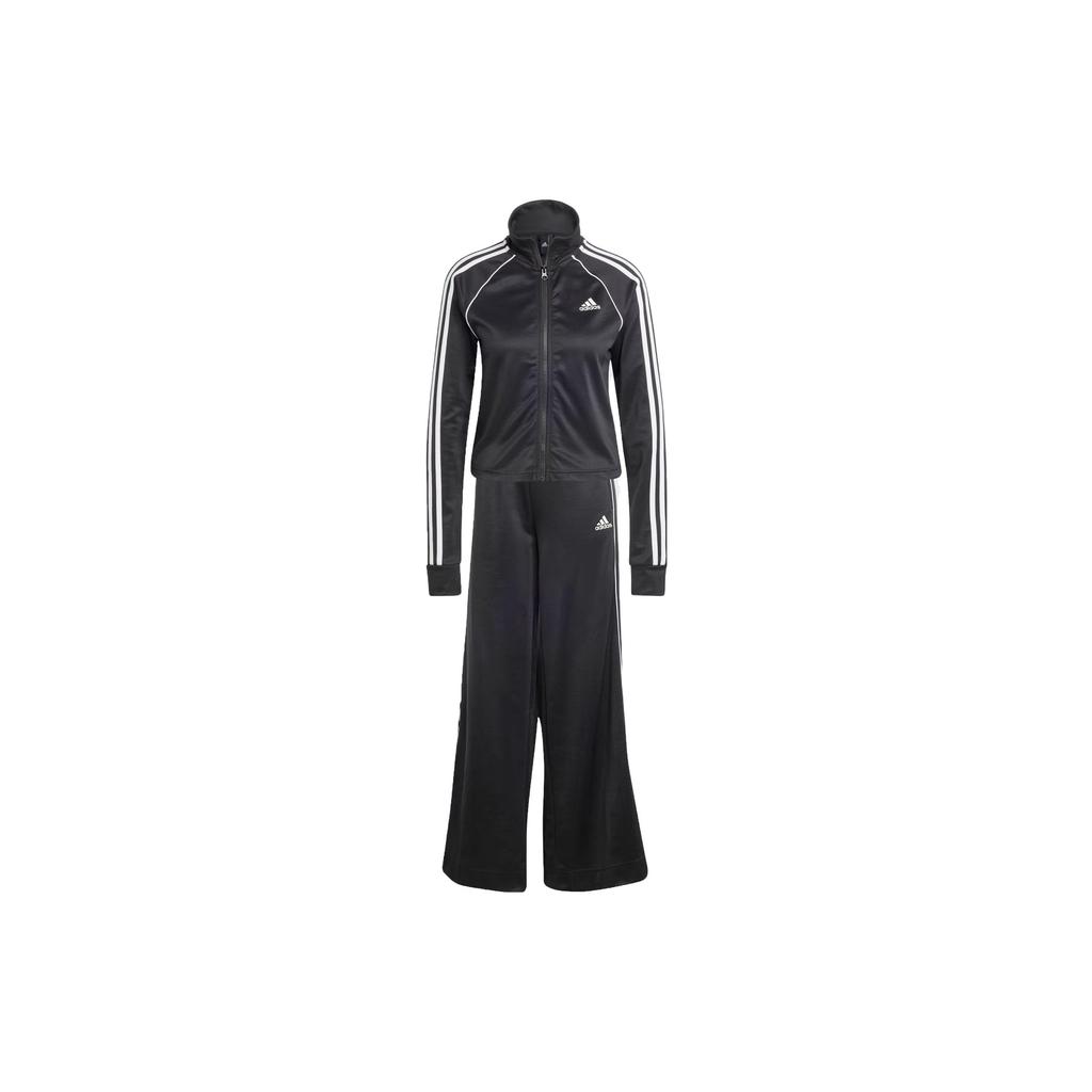Adidas Teamsport Tracksuit Striped Color Block Stand Collar Jacket And Long Pants Casual Sports Set Women Tracksuit Black IA3147