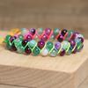 Pulsera trenzada de ágata arcoíris de doble capa – Cordón colorido, Joyería Boho, Regalo de energía de alegría para hombres y mujeres