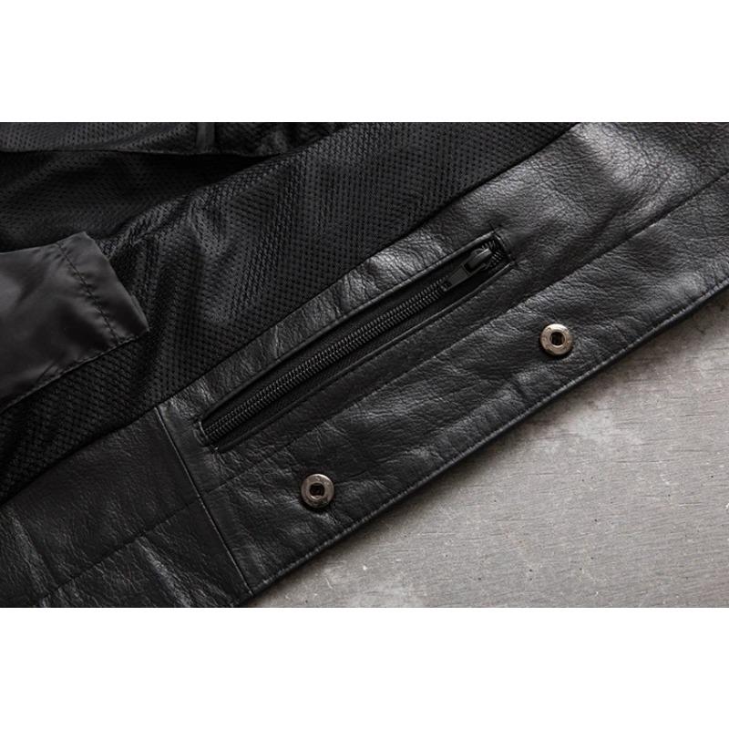 Chinesische Größe Motorrad Biker Lederweste Männer Echtes Kuhleder Ärmellose Jacken 100% ECHT Rindsleder Stehkragen Weste Outwear