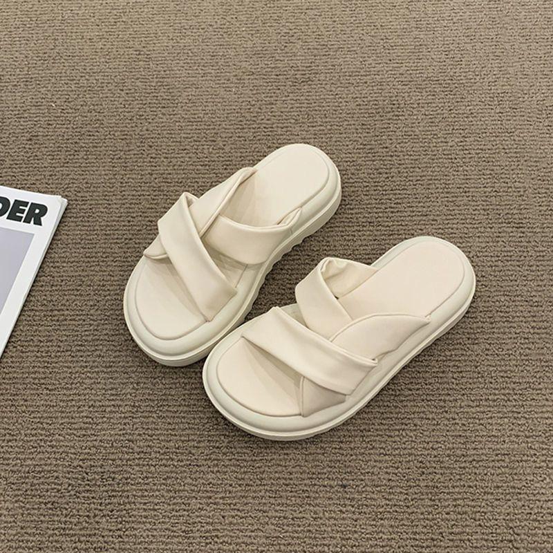 Slippers women's summer outer wear 2025 new women's shoes versatile thick-soled women's casual explosion one-word cool slippers