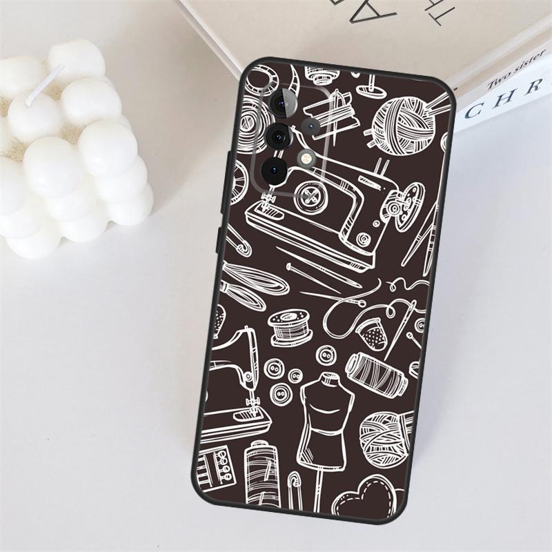 sewing machine tailor pattern For Samsung Galaxy A53 A33 A55 A35 A15 A22 A32 A52 A54 A34 A14 A56 A36 A26 A16 A05 A06 Case