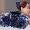 Non-slip Crossing Teeth Women Hair Claw Flower Beads Decor Bow Bath Hair Claw Styling Tool