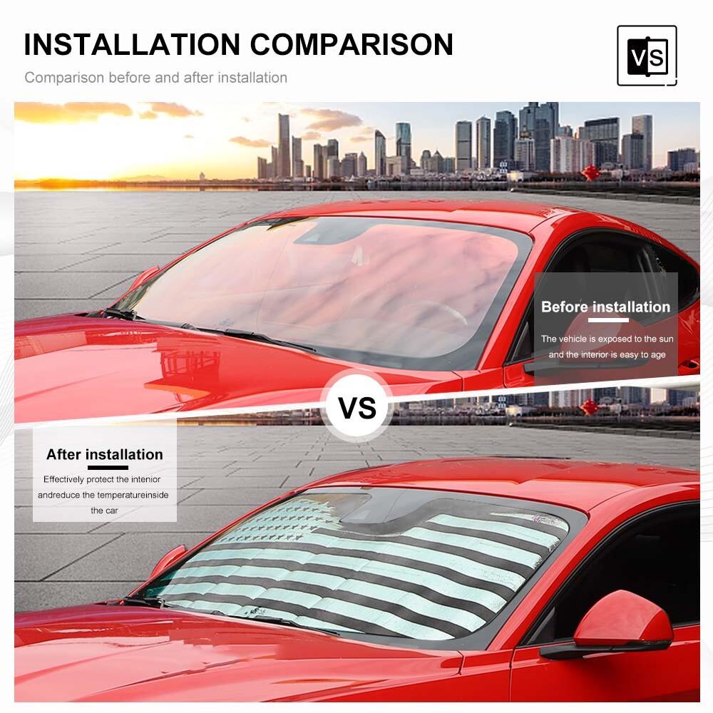 Windshield Visor SunShade Sun Shade US Flag For Ford Mustang 2015-20 Accessories