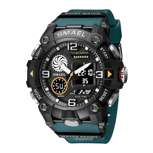 Smael 8055 Hot Sale Fashion Digital LED Quartz Analog Dual Display Watch Outdoor Sports Waterproof Alarm Clock Electronic Watch