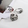 Yousheng Couple Ring Punk Style Decorative Open Design Adjustable All-match Jewelry Gifts Geometric Men Women Faux Gem Decoration Finger Ring for
