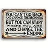 Flat Metal Wall Decor Change Your Ending Motivational Sign for Home Office Bathroom Garage Waterproof
