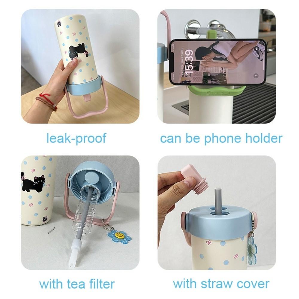 Water Cup Portable Insulated Cup 600ml Cute Cat Thermos Mug Sport Thermal Water Bottle  Female