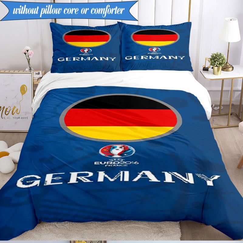 3-teiliges Weiches Bettwäsche-Set mit Aufdruck des Deutschen Fußball-Emblems, Enthält 1 Bettbezug und 2 Kissenbezüge, Perfekt für Schlafzimmer, Wohnheim, Geschenk für Fans
