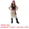 Carnival Vintage Pirate Costume Dress Medieval Buccaneer Outfit With Lace Dress Vest Belt Headscarf For Halloween Theme Party