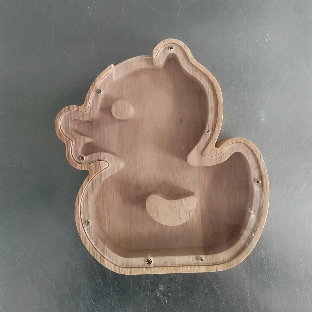 Alphabet Wooden & Acrylic Piggy Bank for Kids - Transparent Animal Design