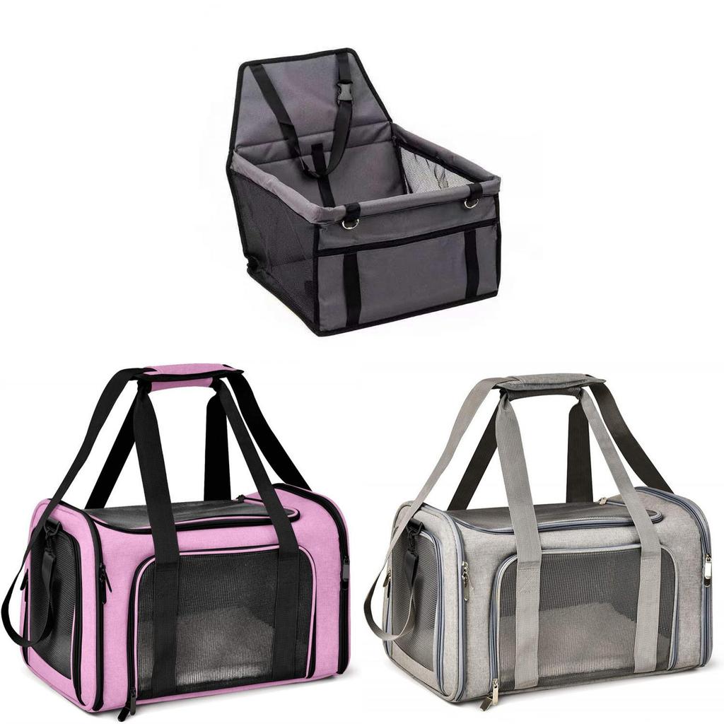 Pvc Pet Carrier Bag With Breathable Mesh Expandable Foldable For Cats And Dogs