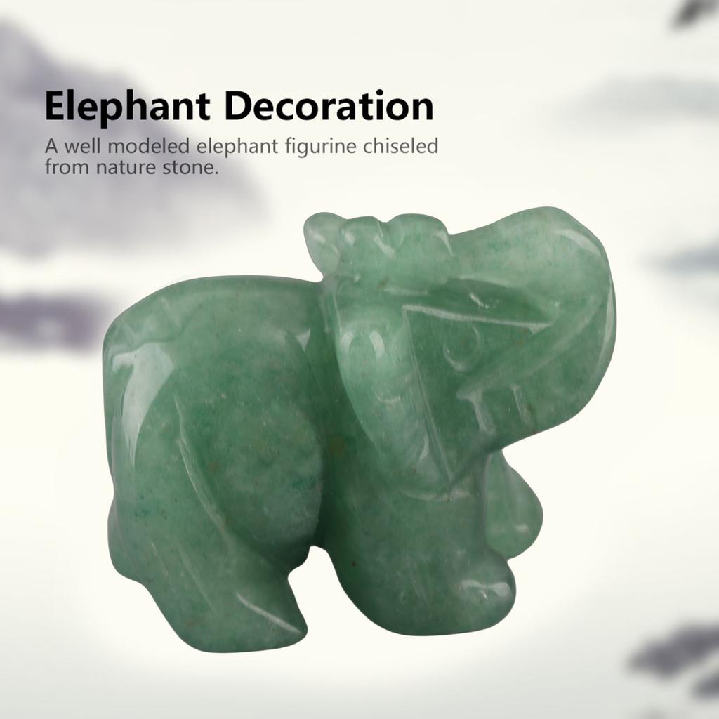 1.5inch Natural Stone Carved Elephant Crystal Figurine Home Decoration Furnishing Article (#07)