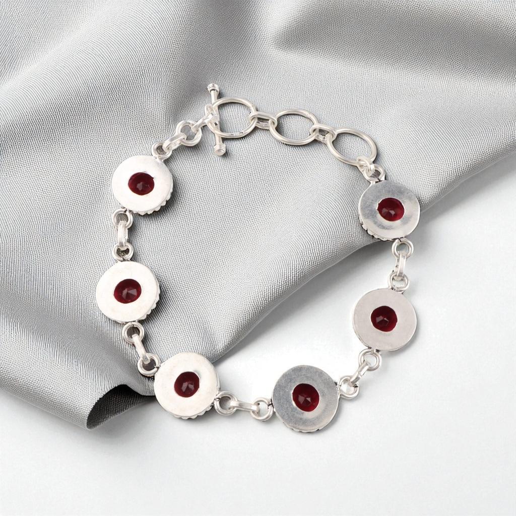 Rare Pink Rubellite Gemstone 925 Sterling Silver Jewelry Handmade Bracelet 7-9" RB-17-13