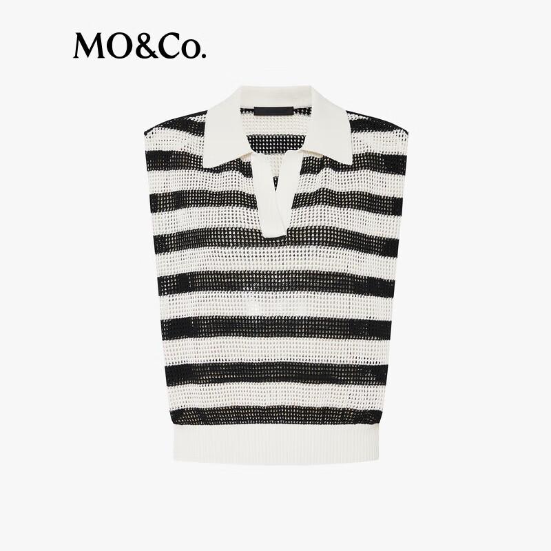 MO&Co. Women's Striped Polo Knit Top