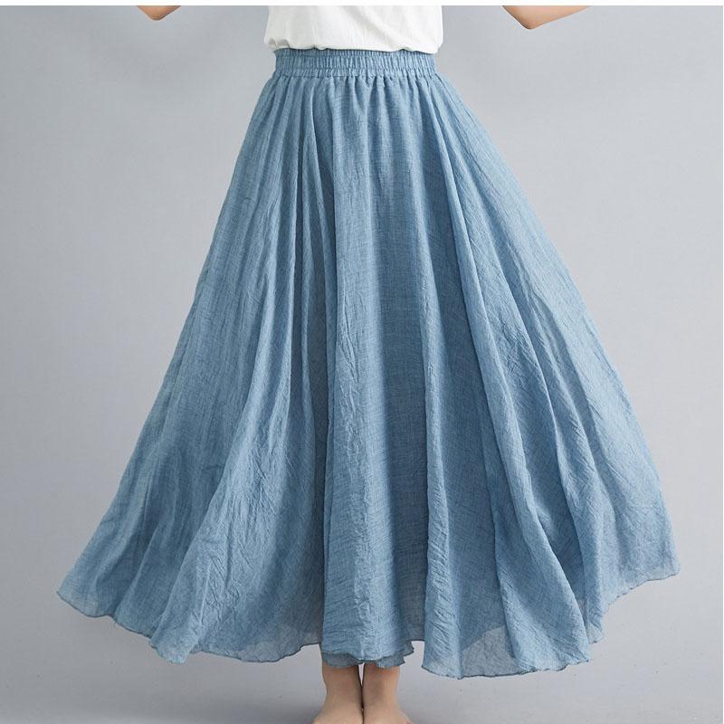 Fashion Solid Cotton Linen Women Skirts Maxi Elegant Harajuku Saia Casual Loose Long Skirt Ladies Clothes Faldas Ropa Mujer