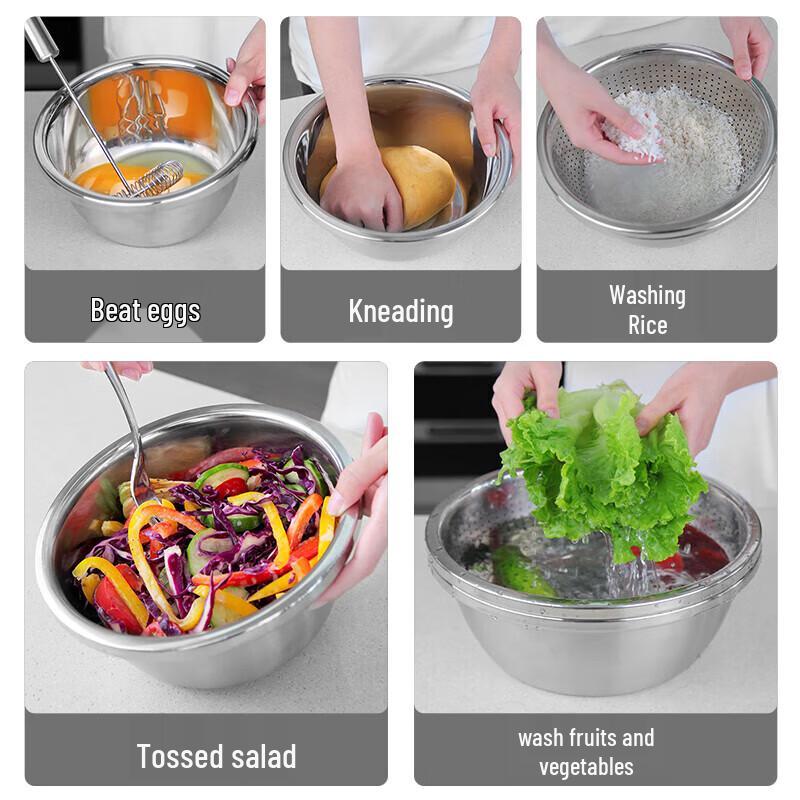 Yishuxiang 24cm Stainless Steel Deep Soup Basin (2-Pack)