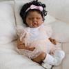 18 Inches Cloth Body Quinbee Reborn Dolls Realistic Sleeping Newborn Babies Doll with High Color Painted Dark Skin Lifelike Simulation Dolls for Kids