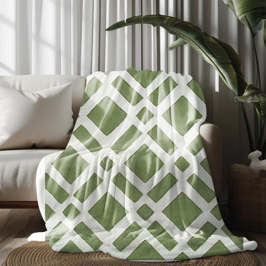 Geometric Pattern Blanket Microfiber Flannel Cover Blanket Bedroom Living Room Sofa Soft And Comfortable Home Decoration