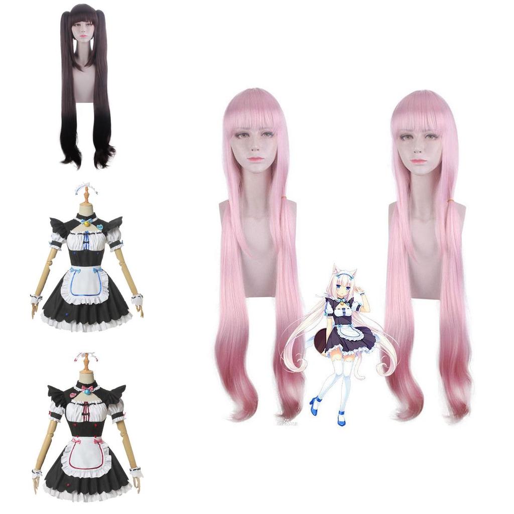 Nekopara Chocola Vanilla Cat Maid Dress Cosplay Costume Wig Breathable Exquisite Workmanship