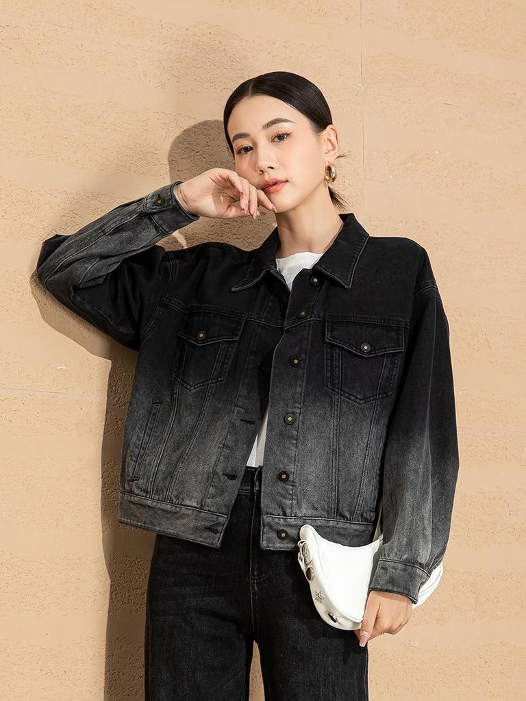 Xin Ge Women's Retro Denim Jacket - Autumn 2025 Versatile Petite Loose Fit