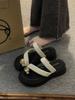 French Small Sandals Outside Women's 2025 Summer New Fashionable Versatile Metal Cover Toe Cool Slippers Platform Beach Shoes