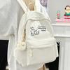 Schoolbag Korean Version Small Fresh Schoolbag Junior High School High School Student Printed Kitten College Student Backpack Simple Cream Backpack