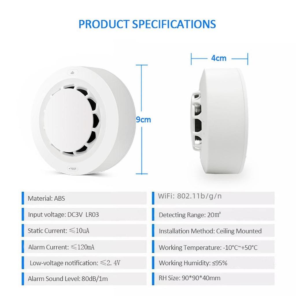 Tuya WiFi Smoke Detector: Smart Home Fire Alarm Sensor
