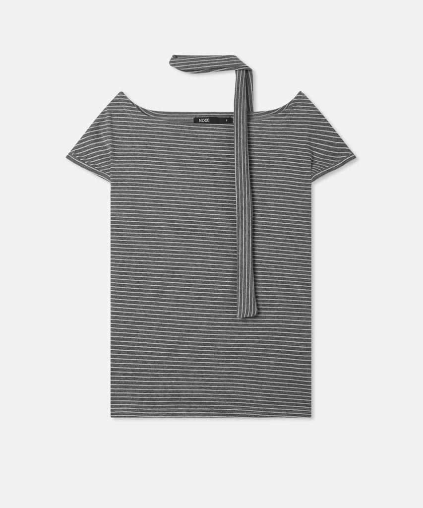 MIXXO Striped Tie Short Sleeve T-Shirt_Miwhwg41Ss