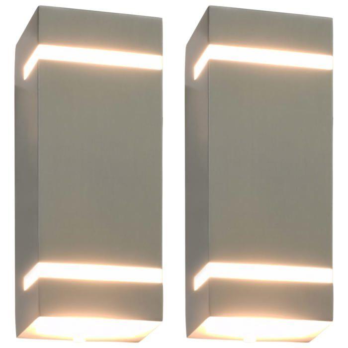 VidaXL 2x Appliques Murales d'Extérieur Rectangulaire Lampe Eclairage Mural Luminaire Couloir Chambre Allée Jardin Balcon 45651
