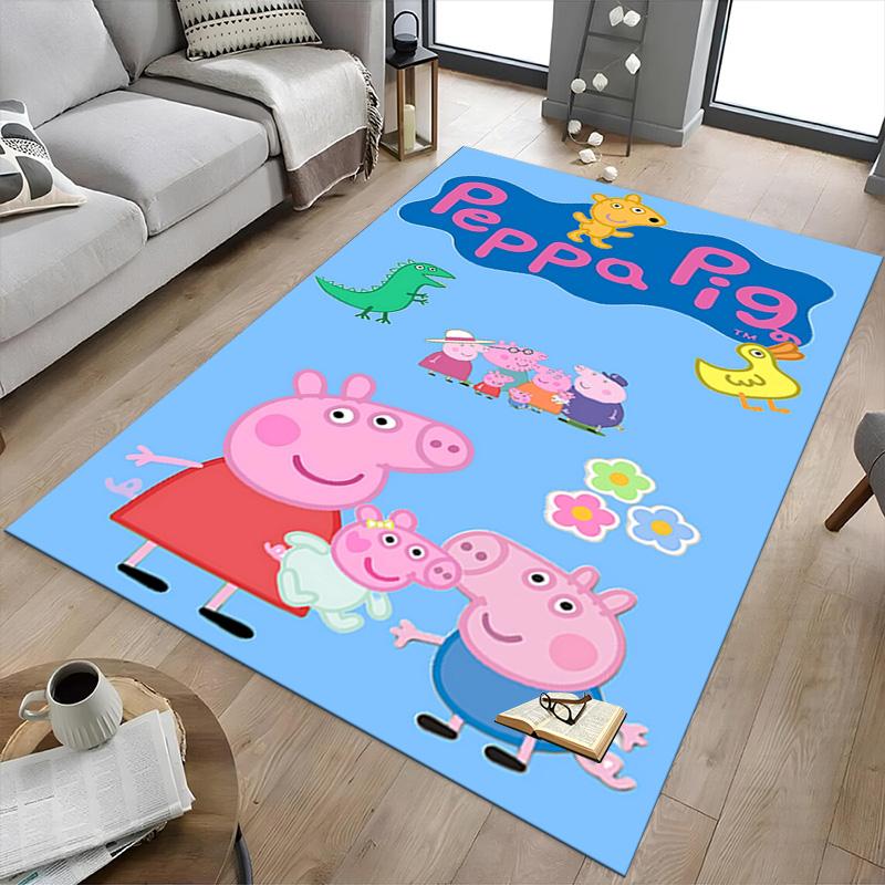 1pc Peppa Pig Family Adventure Carpet for Playroom Bedroom Living Room Sofa Home Decor,kids Game Area Rug Non-slip Floor Mat Y723132
