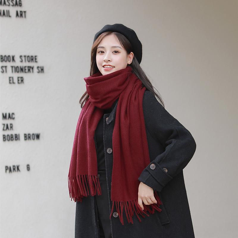 Women's Imitation Cashmere Winter Scarf - Thick Solid Color, Versatile Men's Shawl, Cashmere Wool Blend