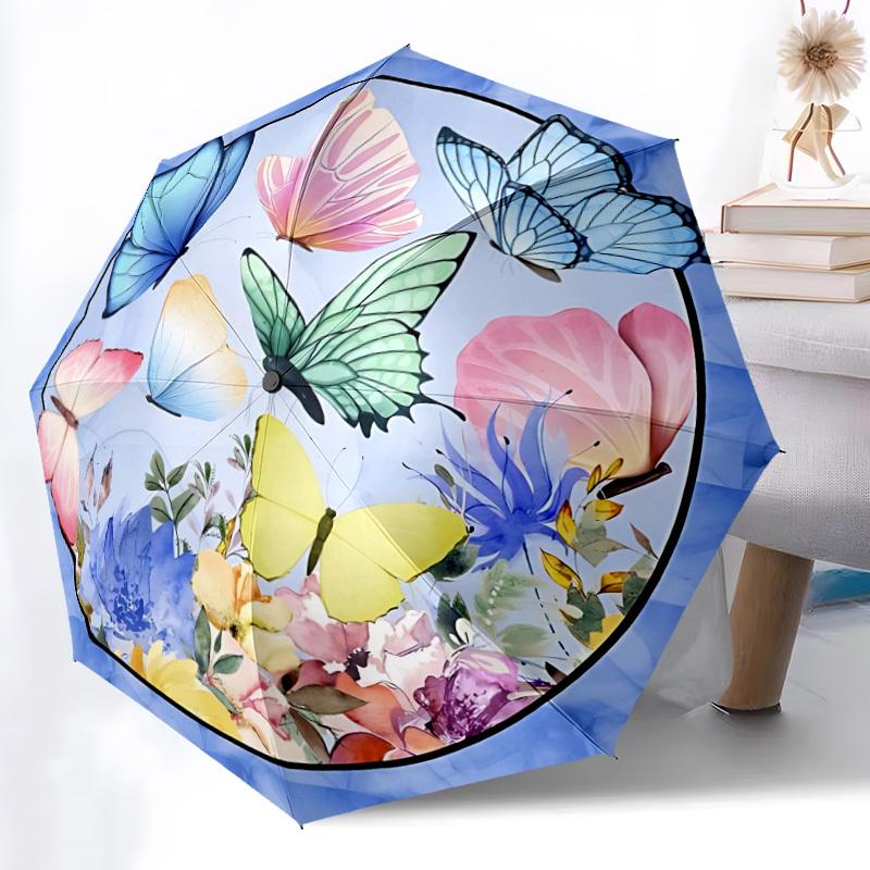 1pc Butterfly Garden Folding Umbrella, Durable, Suitable for Outdoor Activities or Rain, Suitable for Commuting yy251027108
