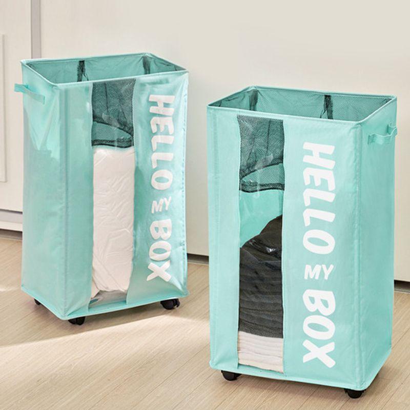 Reborn. J Wheeled Multipurpose Folding Fabric Storage Organizer Basket 90L (Mint)