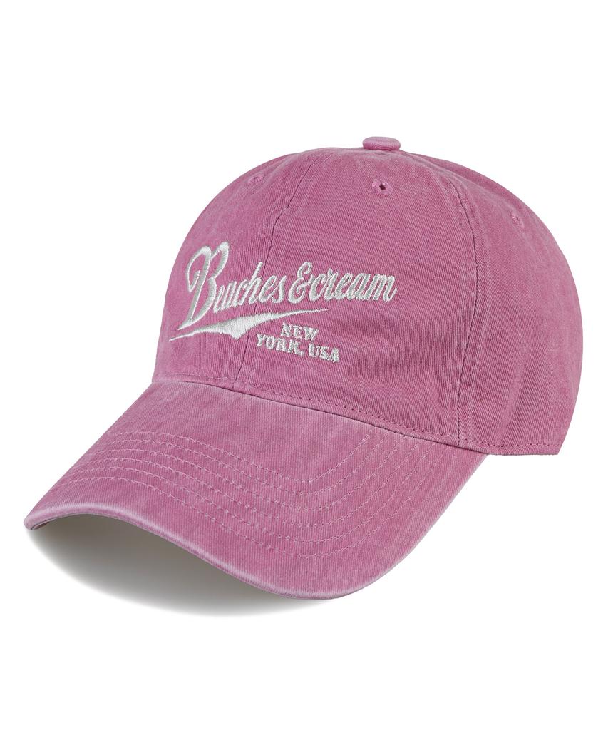 Bichiseuaenkeulim New York Usa Stone-Washed Ball Cap-Pink