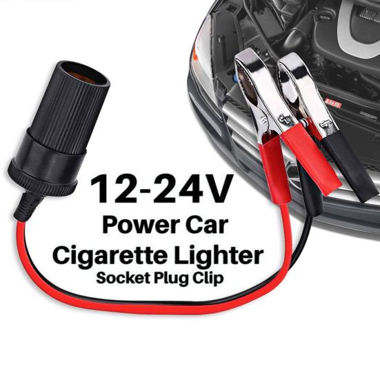 12V Car Charger Battery Terminal Clamp Clip Extension Cord Smoke Igniter Adapter Cable for Truck Trailer Motorcycle Outdoor Power Source Charging