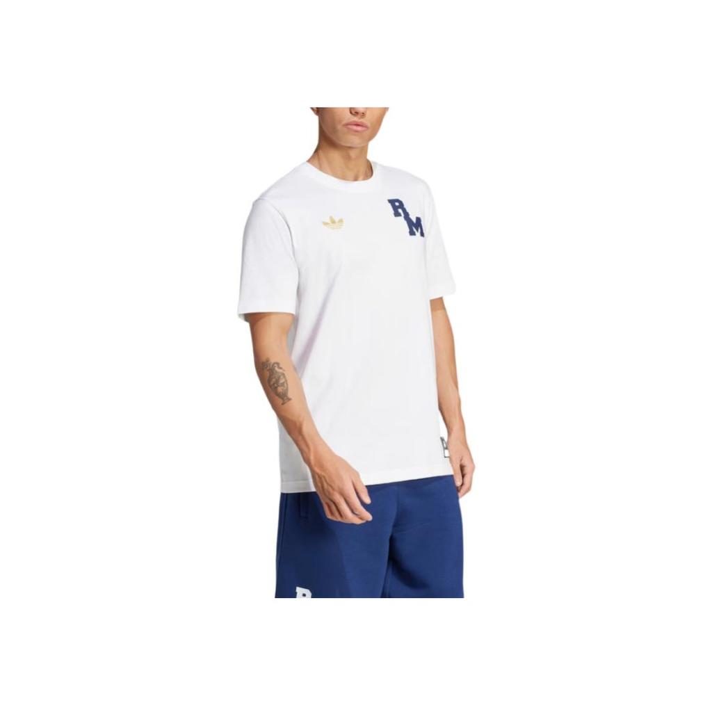 adidas Originale Vrct FW24 Real Madrid Rundhalsstrick Bequemes Kurzarm-T-Shirt Herren Tops Weiß JL6116