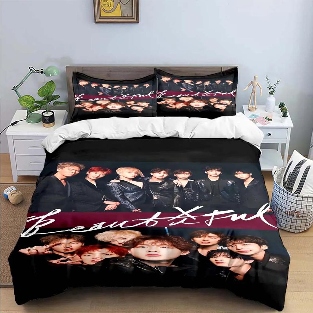Fashion K-POP Singer M-MONSTAS X Bedding Sets Exquisite Bed Supplies Set Duvet Cover Bed Comforter Set Bedding Set Kids Gift
